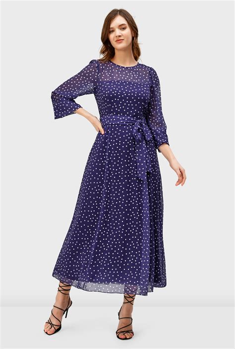 Shop Illusion Polka Dot Print Georgette Dress Eshakti