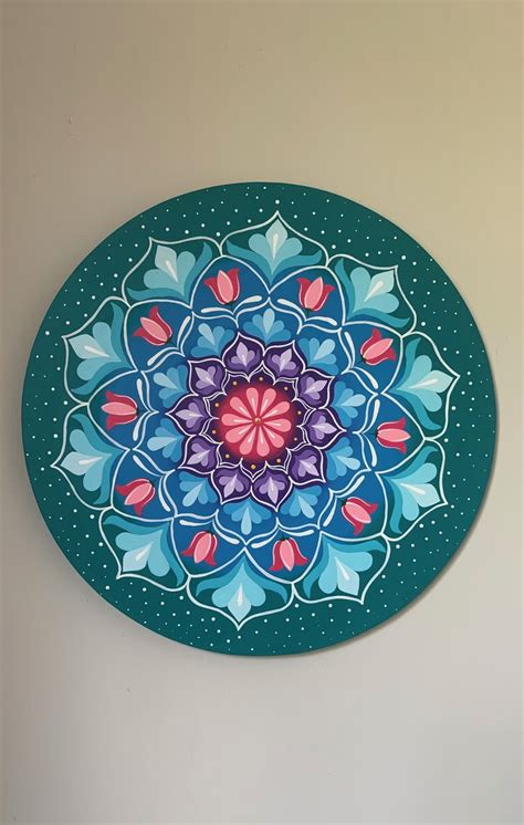 Mandala mdf Azul Pintada a Mão 35cm Elo7 Produtos Especiais