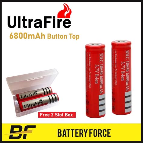 3 7v 18650 Ultrafire 6800mah Button Top Rechargeable Lithium Ion Battery Brc Shopee Malaysia