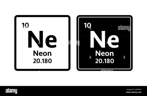 Neon Symbol Chemical Element Of The Periodic Table Vector Stock