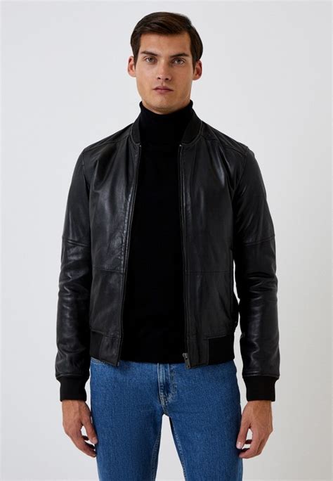 Куртка кожаная Urban Fashion for Men MP002XM0B45T черного цвета - Yunia