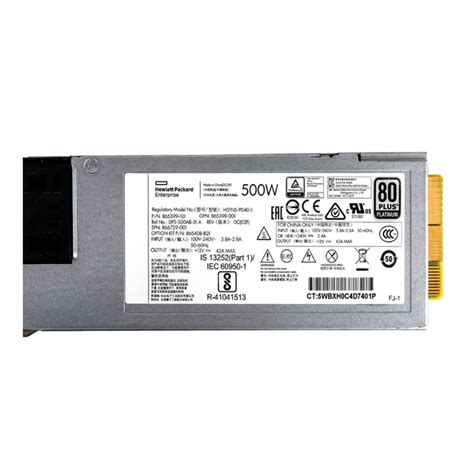 FUENTE DE PODER HPE 500W INPUT 100 240V 5 8 2 8A 50 60HZ 80 PLUS PLATINUM 94 EFFICIENCY HOT