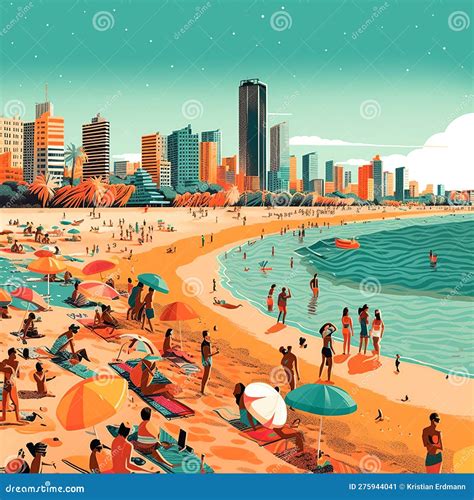 Vibrant Boa Viagem Beach, Recife: Sunbathers, Surfers & City Skyline