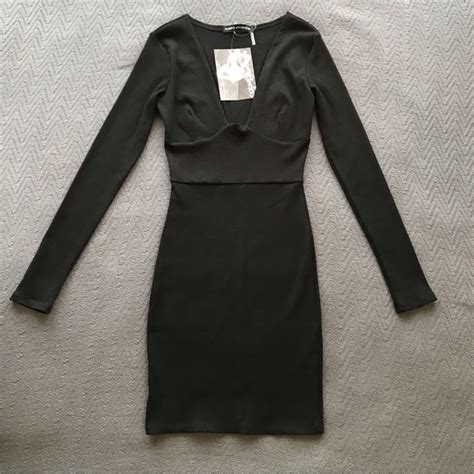 Naked Wardrobe Dresses Nwt Naked Wardrobe Black Ribbed Long Sleeve Dress Medium Viscose