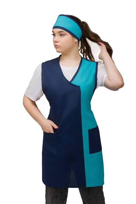 Набор фартук двойной для продавца кассира уборщицы и головной убор из ...