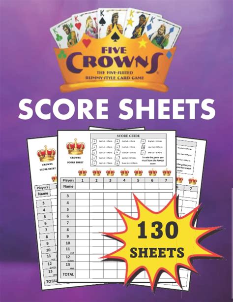 Five Crowns Score Pads 130 Large Score Sheets For Scorekeeping Crowns