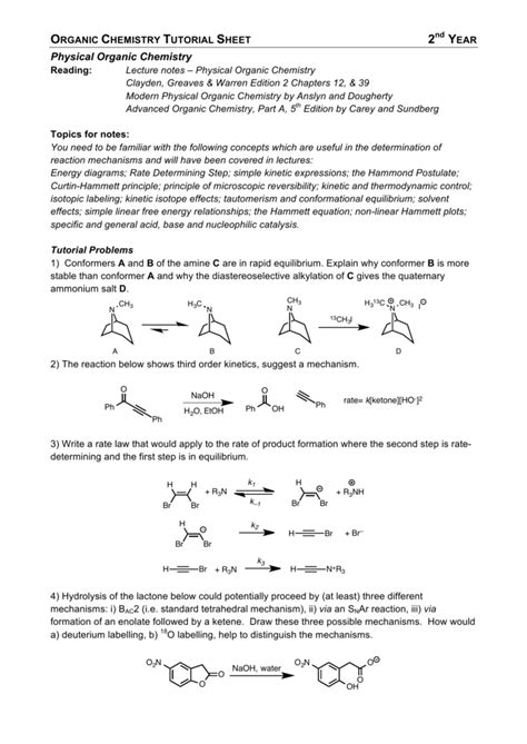 Standard Tutorial Sheet Physical Organic Chemistry