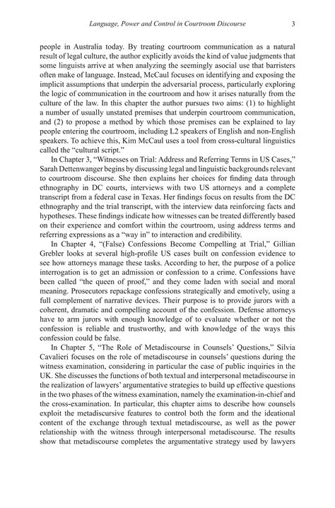 Exploring courtroom discourse_ch1 | PDF