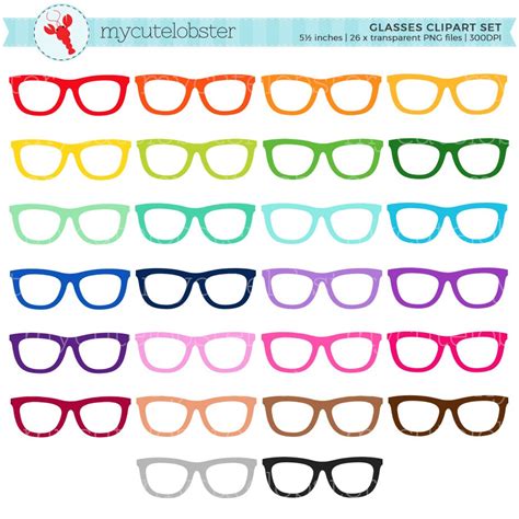 Rainbow Glasses Clipart Set Glasses Clip Art Rainbow - Etsy UK