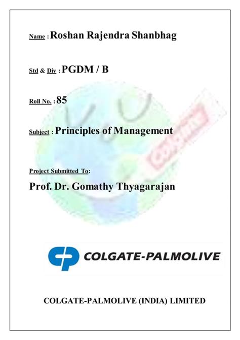 Colgate Palmolive India Limited Pdf