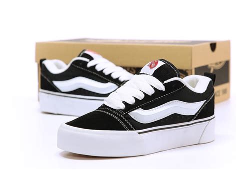 Женские кеды Vans Knu Skool Platform Black White Ванс Скул черно белые ...