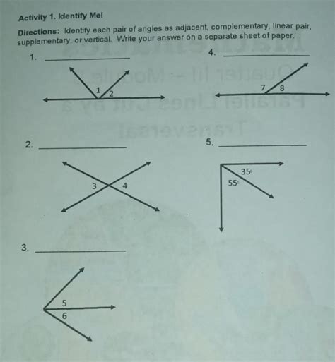 Pairs Of Angles Worksheet 1 4 Answers