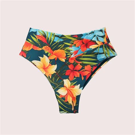 Bikini Bottom Alto Verde Estampado