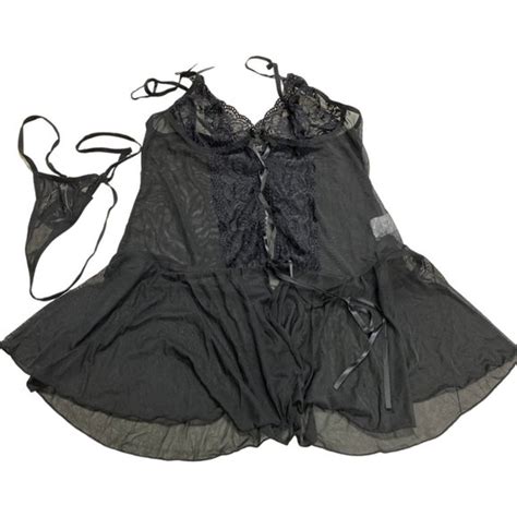 Klier Intimates Sleepwear Klier Women Lingerie Sexy Chemise Lace Baby Doll Sheer Mesh