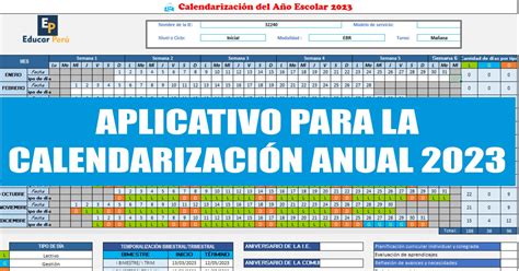 CALENDARIZACIÓN para el Año Escolar 2023 totalmente Editable en Formato