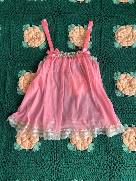 Gorgeous Coquette Pink Sheer Lace Lingerie Size Medium Etsy