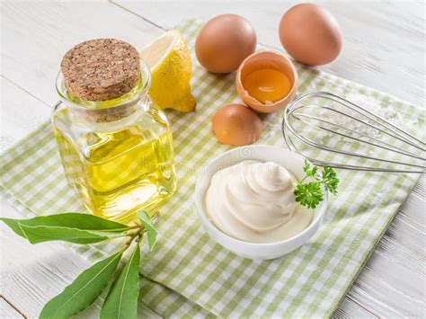 Natural Mayonnaise Ingredients and the Sauce Itself Stock Photo - Image ...