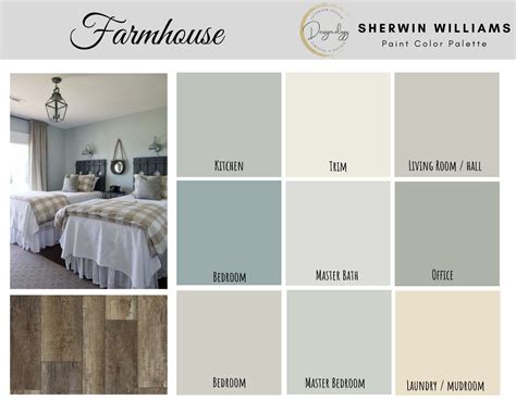 Farmhouse Paint Color Scheme, Premade Paint Palette, Sherwin Williams