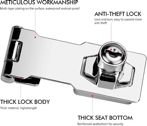 Bofus Keyed Lock Hasp 2pcs90 Degree Hasp Lock Rotation Knob Metal