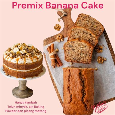 Jual Premix Banana Cake 500 Gram Tepung Instant Untuk Kue Bolu Pisang ...