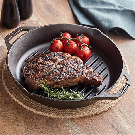 Lodge L10GPL 12 Pre Seasoned Cast Iron Grill Pan With Dual Handles