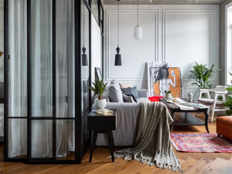 Hot Walls квартира для молодого человека в Москве Сити 60 кв метров