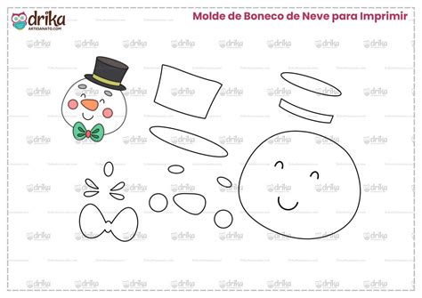 Boneco De Neve Para Imprimir E Montar - Molde de Boneco de Neve Cute para Imprimir Grátis em Tamanho Real