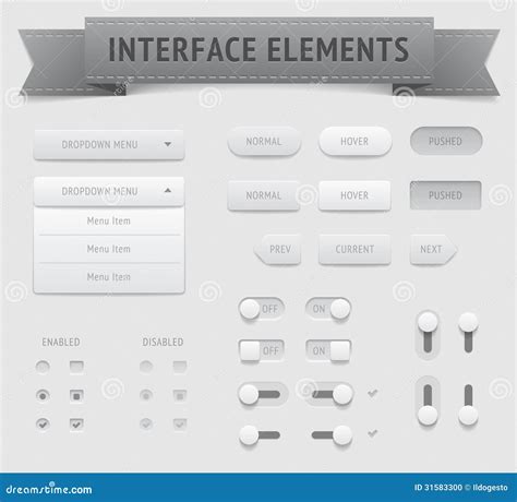 Elementos De La Interfaz De Usuario Ilustración del Vector