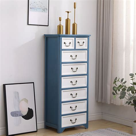 14 W Vintage Solid Wood Lingerie Chest Vertical Storage Chest With