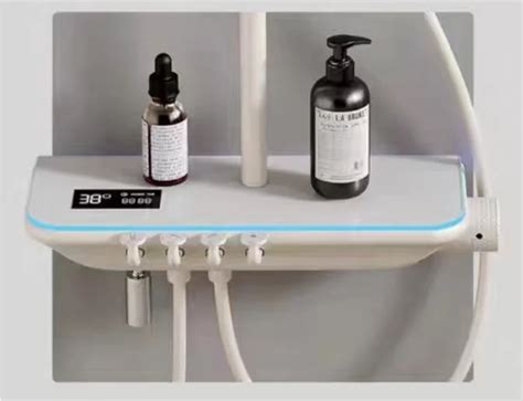 Luxury Gold Bathroom Hot And Cold Mixer Thermostatic Wall Hung Led Digital Display Water Fall