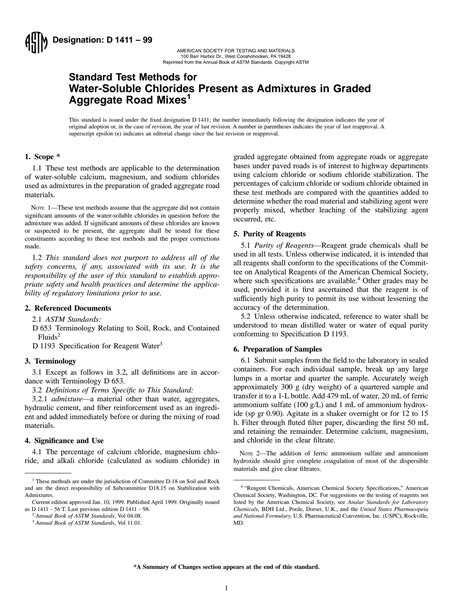 Solution D Standard Test Methods For Water Soluble Chlorides