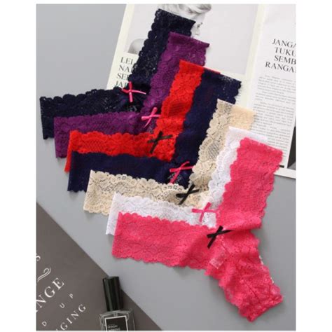 Calcinha Tanga De Renda Escolha A Sua Cor Pronta Entrega Lingerie Shopee Brasil