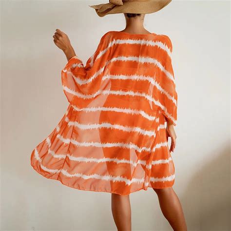 Beach Swimsuit Wavy Printing Mesh Cover Up Three Piece Bikini Set