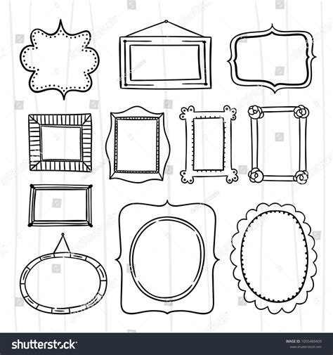 Cute Doodle Frames Graphic Design Frame Stockvektor Royaltyfri