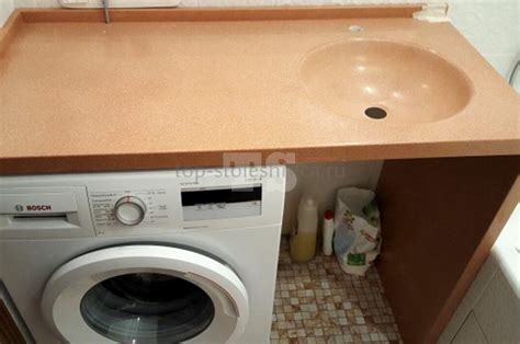 Столешницы над стиральной машиной в ванную комнату из искусственного камня