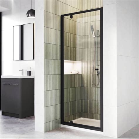 In6 V2 Pivot Shower Door 6mm In Matt Black 800mm