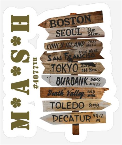 Transparent Mash 4077th With Road Signs Stickers Kiss Cut Sticker 2 X