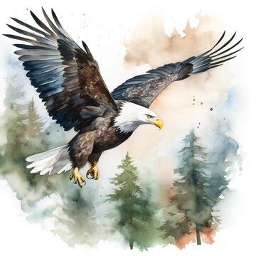 Premium AI Image | Watercolor painting of a bald eagle with wings spread