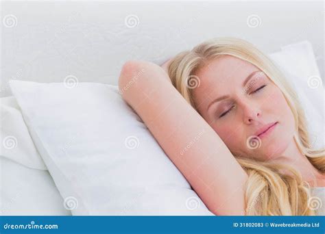 Peaceful Blonde Woman Sleeping Stock Image Image Of Cheerful Apartment 31802083