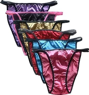 Colorful Star Pack Women S Sexy Satin String Bikini Underwear Shine Smooth Underwear Amazon