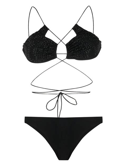 AMAZUIN Crystal Embellished Wraparound Strap Bikini Editorialist