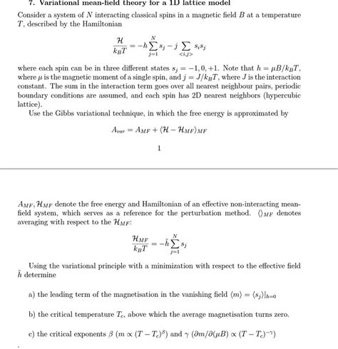 Solved Consider A System Of N Interacting Classical Spins In A