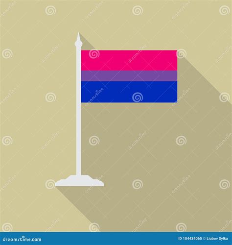 Bisexual Pride Lgbt Flag With Flagpole Flat Icon With Long Shadow