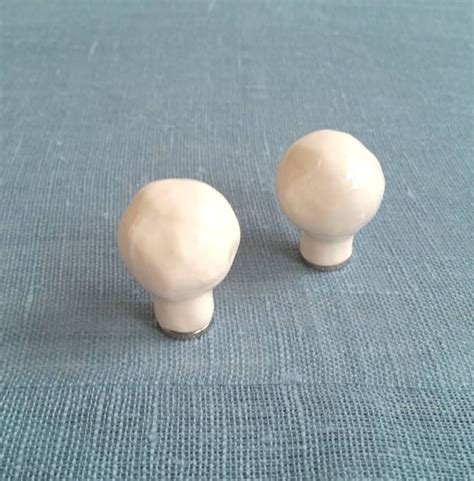 Pair Of Lamp Finials Round White Ceramic Finials Etsy