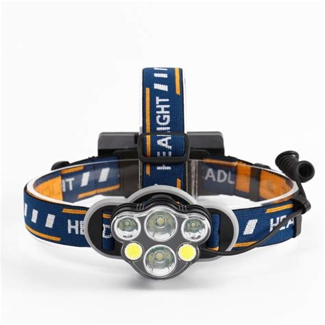 Фонарь налобный, аккумуляторный,4 LED, 2 COB, USB, 2 аккумуляторных ...