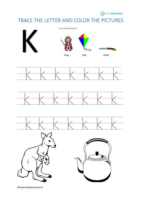 Free Printable Letter K Tracing Worksheets