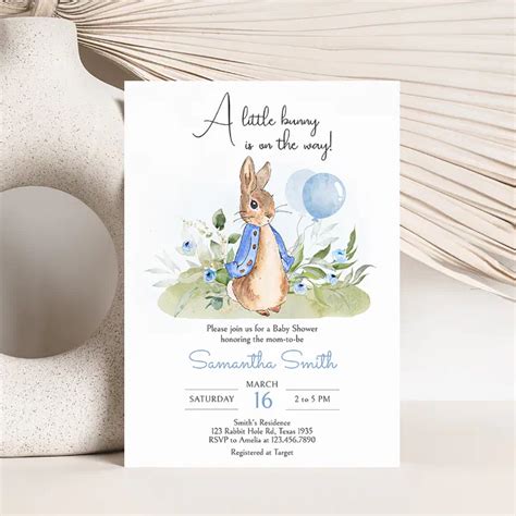 Boy Peter Rabbit Baby Shower Invitation Zazzle