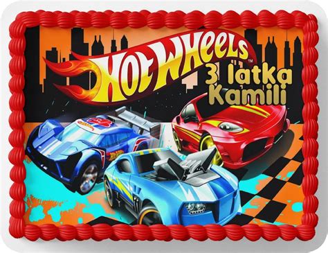 PROSTOKĄTNY OPŁATEK NA TORT A x CM HOT WHEELS AUTA IMIĘ Arena pl