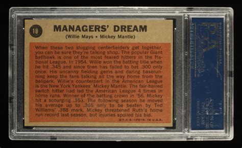 Mickey Mantle Willie Mays Topps Managers Dream Psa