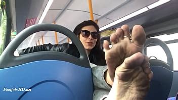 Stranger Teasing With Her Dirty Feet During Bus Ride And Gets Cum On Them XVIDEOS